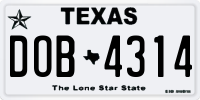 TX license plate DOB4314