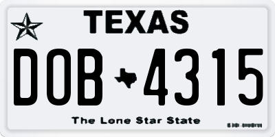 TX license plate DOB4315