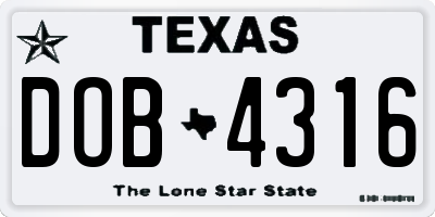 TX license plate DOB4316