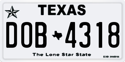 TX license plate DOB4318