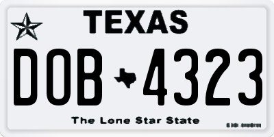 TX license plate DOB4323