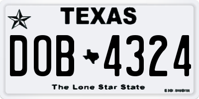 TX license plate DOB4324