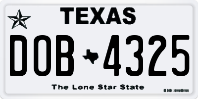 TX license plate DOB4325