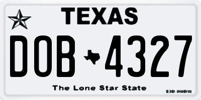 TX license plate DOB4327