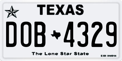 TX license plate DOB4329