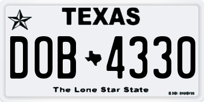 TX license plate DOB4330