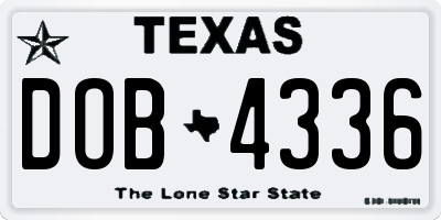 TX license plate DOB4336