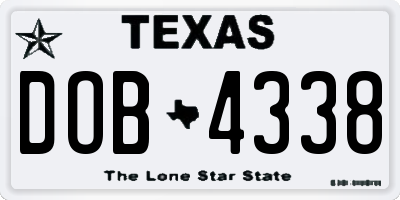 TX license plate DOB4338