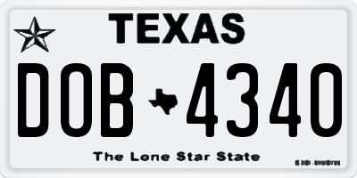 TX license plate DOB4340