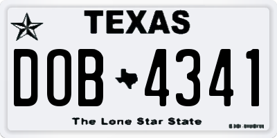 TX license plate DOB4341