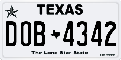 TX license plate DOB4342