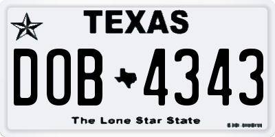 TX license plate DOB4343