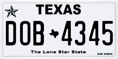 TX license plate DOB4345