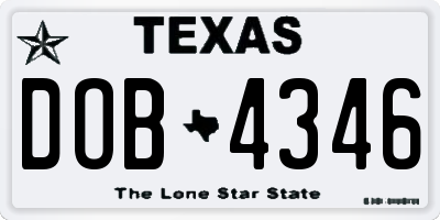 TX license plate DOB4346