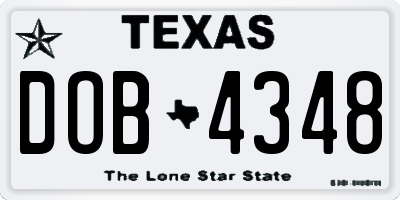 TX license plate DOB4348