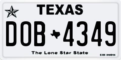TX license plate DOB4349