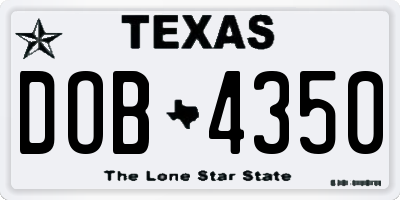 TX license plate DOB4350