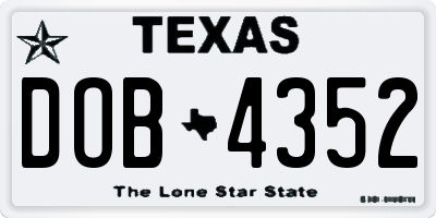 TX license plate DOB4352