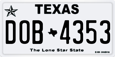TX license plate DOB4353