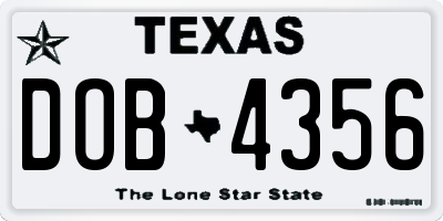 TX license plate DOB4356