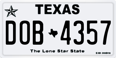 TX license plate DOB4357
