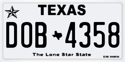 TX license plate DOB4358