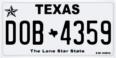 TX license plate DOB4359