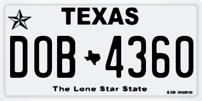TX license plate DOB4360