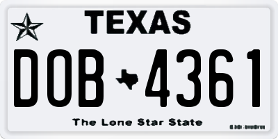 TX license plate DOB4361