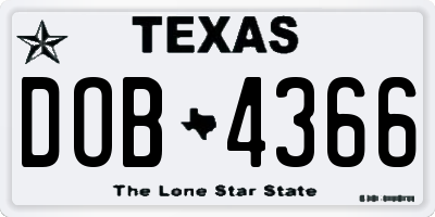 TX license plate DOB4366