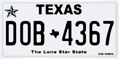 TX license plate DOB4367