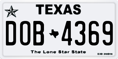 TX license plate DOB4369