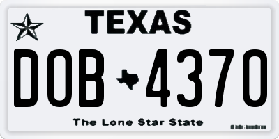 TX license plate DOB4370