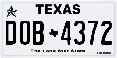 TX license plate DOB4372