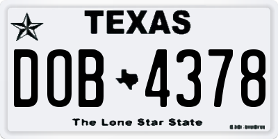 TX license plate DOB4378