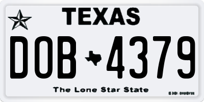 TX license plate DOB4379