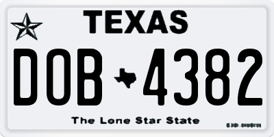 TX license plate DOB4382