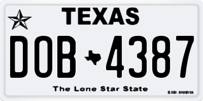TX license plate DOB4387