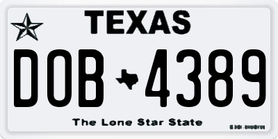 TX license plate DOB4389