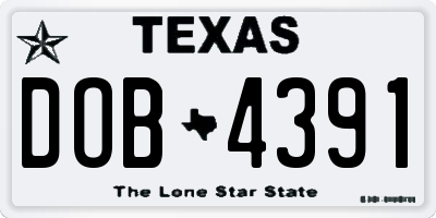 TX license plate DOB4391