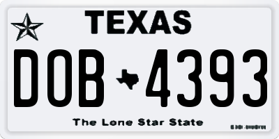 TX license plate DOB4393