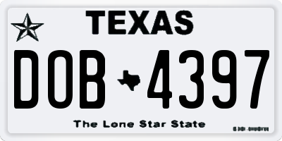 TX license plate DOB4397