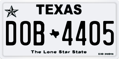 TX license plate DOB4405