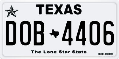 TX license plate DOB4406