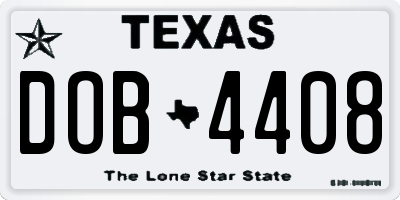 TX license plate DOB4408