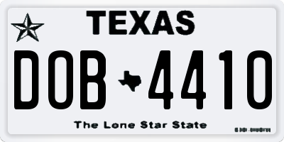 TX license plate DOB4410