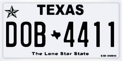 TX license plate DOB4411
