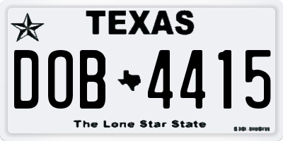 TX license plate DOB4415