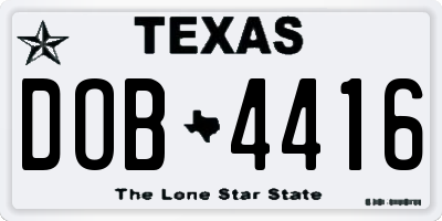 TX license plate DOB4416