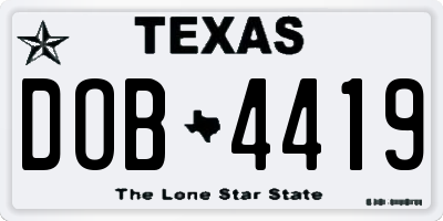 TX license plate DOB4419
